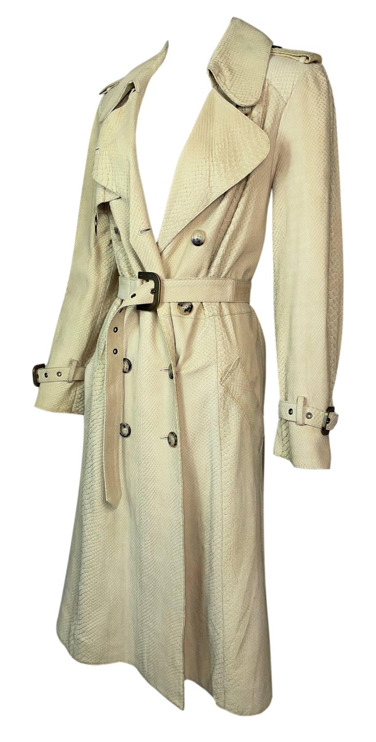 S/S 2002 Christian Dior by John Galliano Runway Beige Python Trench Coat Jacket