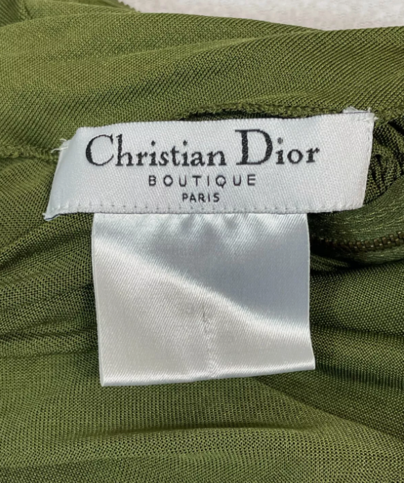S/S 2002 Christian Dior by John Galliano Runway Green High Slit Grecian One Shoulder Maxi Dress