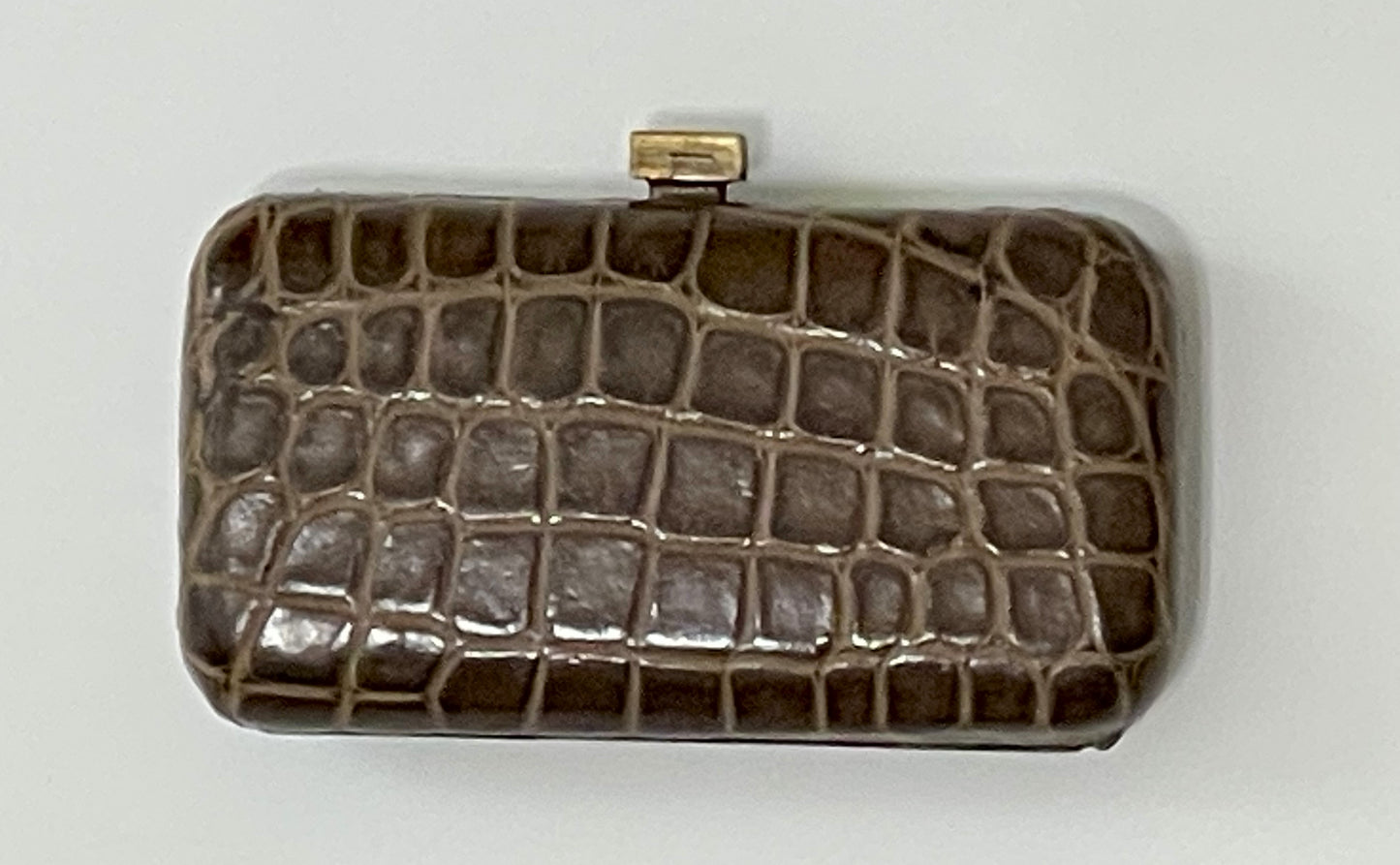 S/S 2002 Fendi by Karl Lagerfeld Runway Brown Crocodile Minaudiere Clutch Handbag