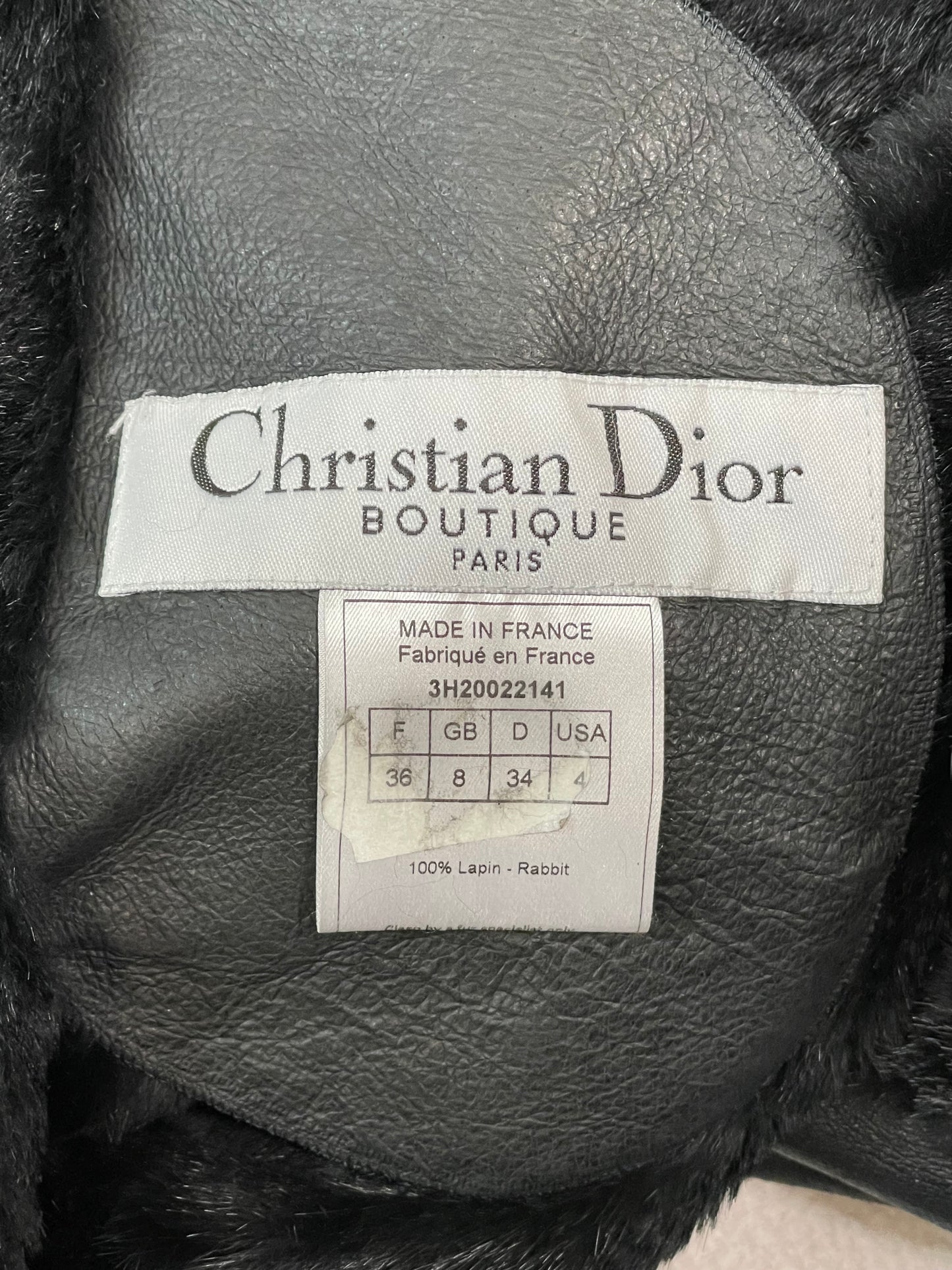 F/W 2003 Christian Dior by John Galliano Runway Black Leather Kimono Style Sleeves Baggy Fur Jacket Coat