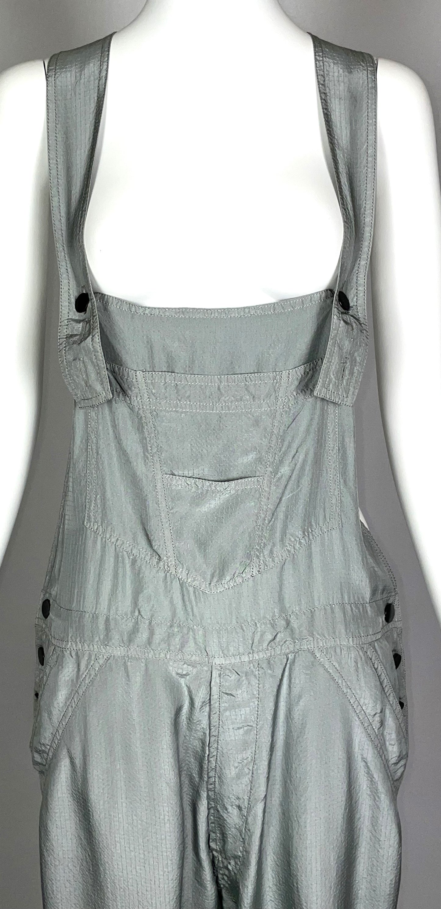2003 Balenciaga by Nicolas Ghesquière Unisex Gray Silk Jumpsuit Overalls