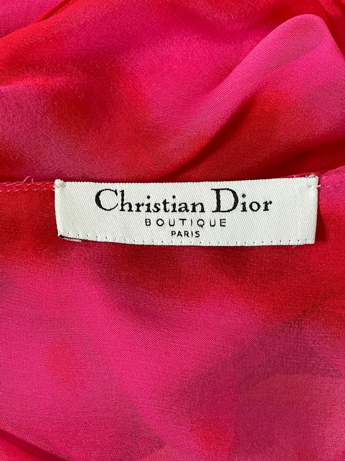F/W 2003 Christian Dior by John Galliano Sheer Hot Pink & Yellow Silk Ruffle Maxi Dress