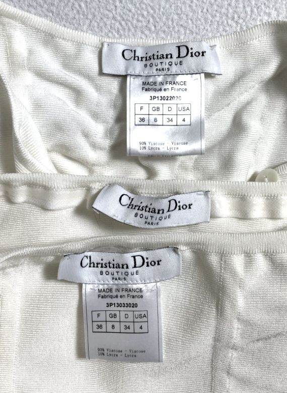 S/S 2003 Christian Dior by John Galliano Ivory Bodycon Bandage Tube Top Skirt & Jacket Set
