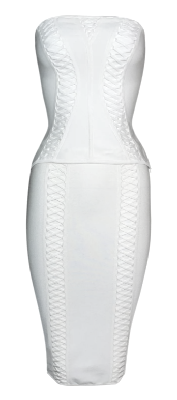 S/S 2003 Christian Dior by John Galliano Ivory Bodycon Bandage Tube Top Skirt & Jacket Set
