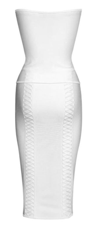 S/S 2003 Christian Dior by John Galliano Ivory Bodycon Bandage Tube Top Skirt & Jacket Set
