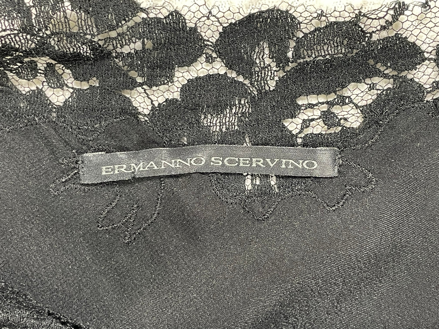 C. 2003 Ermanno Scervino Black Silk Satin Lace Mini Slip Dress