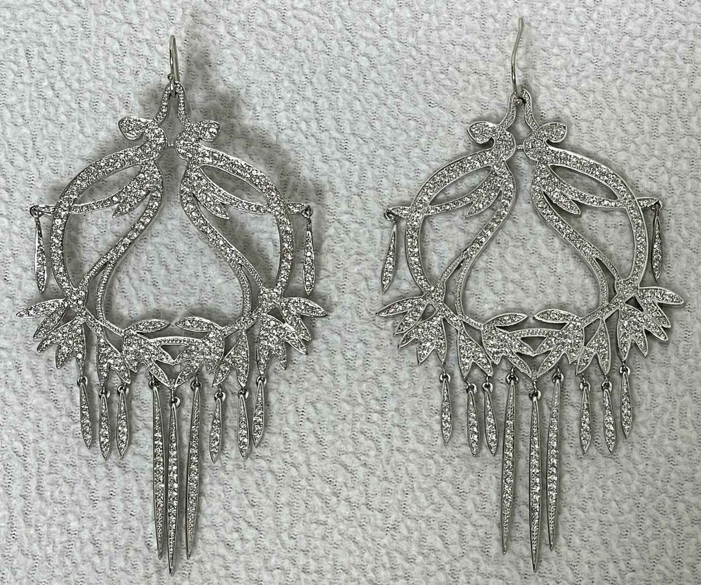 C. 2003 Christian Dior by John Galliano Chinoiserie Asian Inspired Large Silver Crystal Earrings Necklace & Bracelet