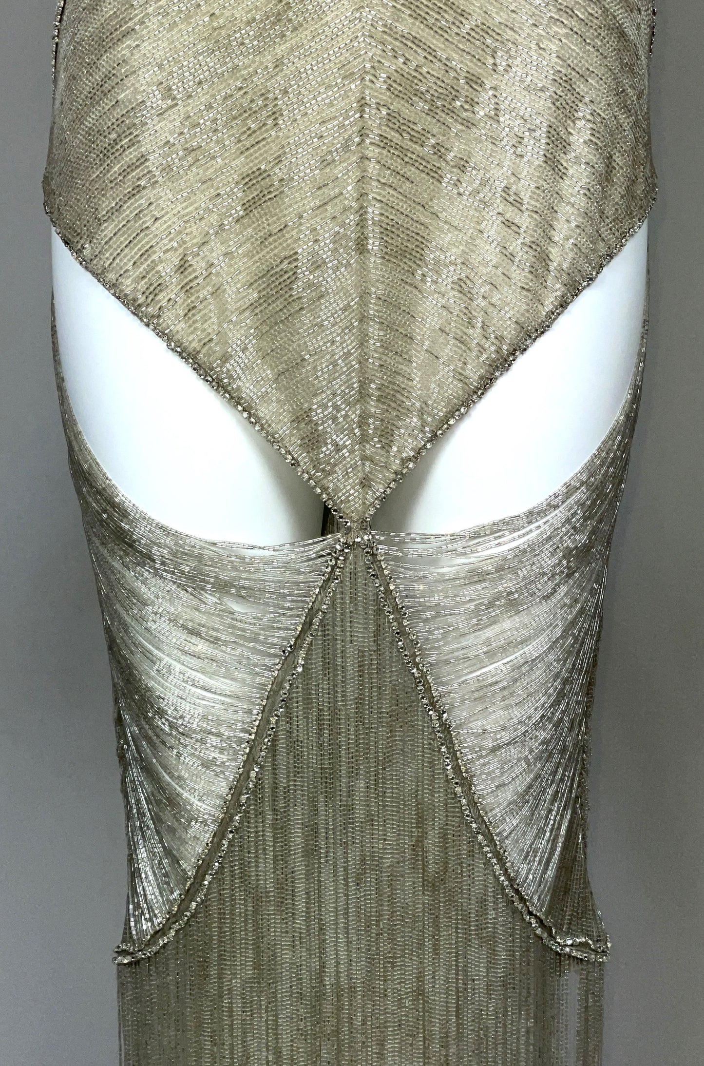 C. 2003 Roberto Cavalli 20's Style Rare Fully Beaded Crystal Plunging Fringe Dress