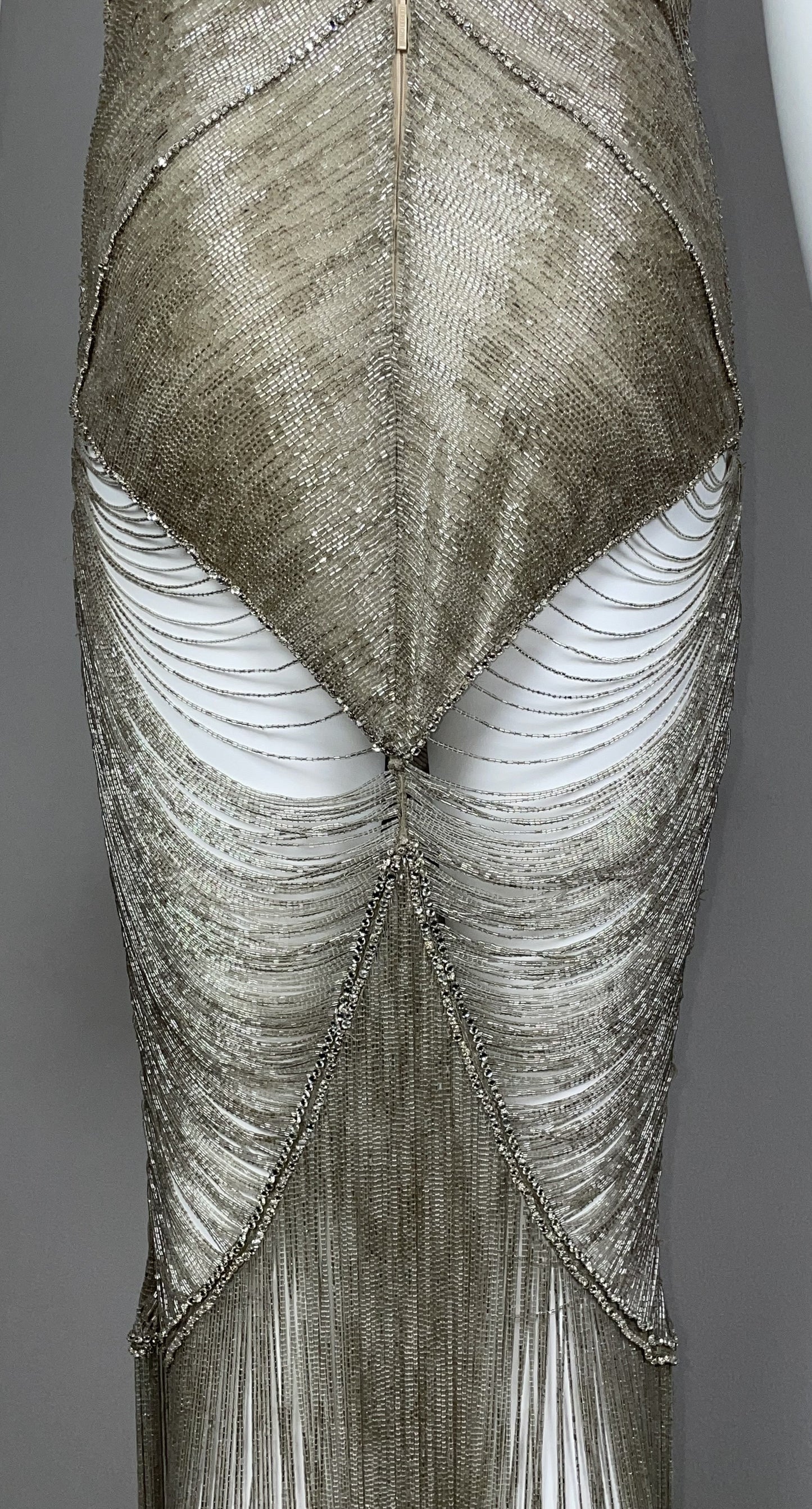 C. 2003 Roberto Cavalli 20's Style Rare Fully Beaded Crystal Plunging Fringe Dress