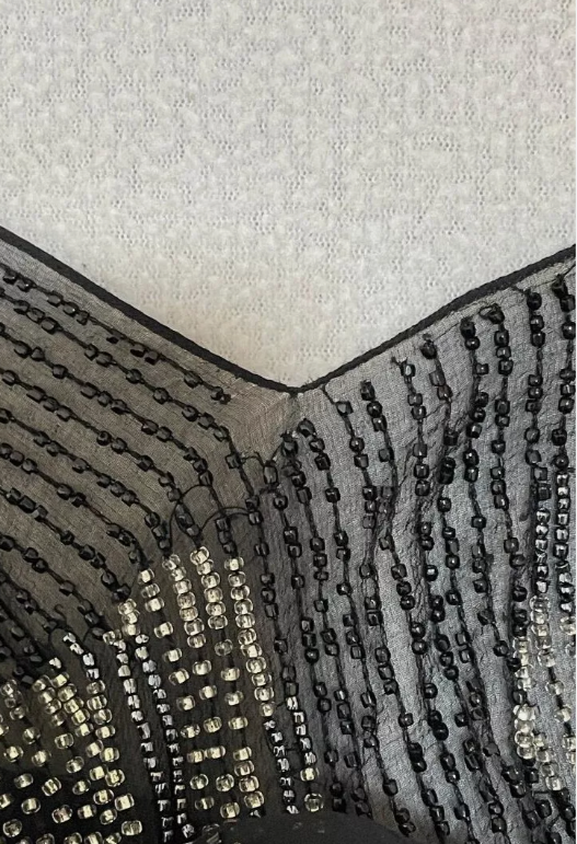 F/W 2003 Christian Dior by John Galliano 20's Style Sheer Beaded Black Mesh Dress