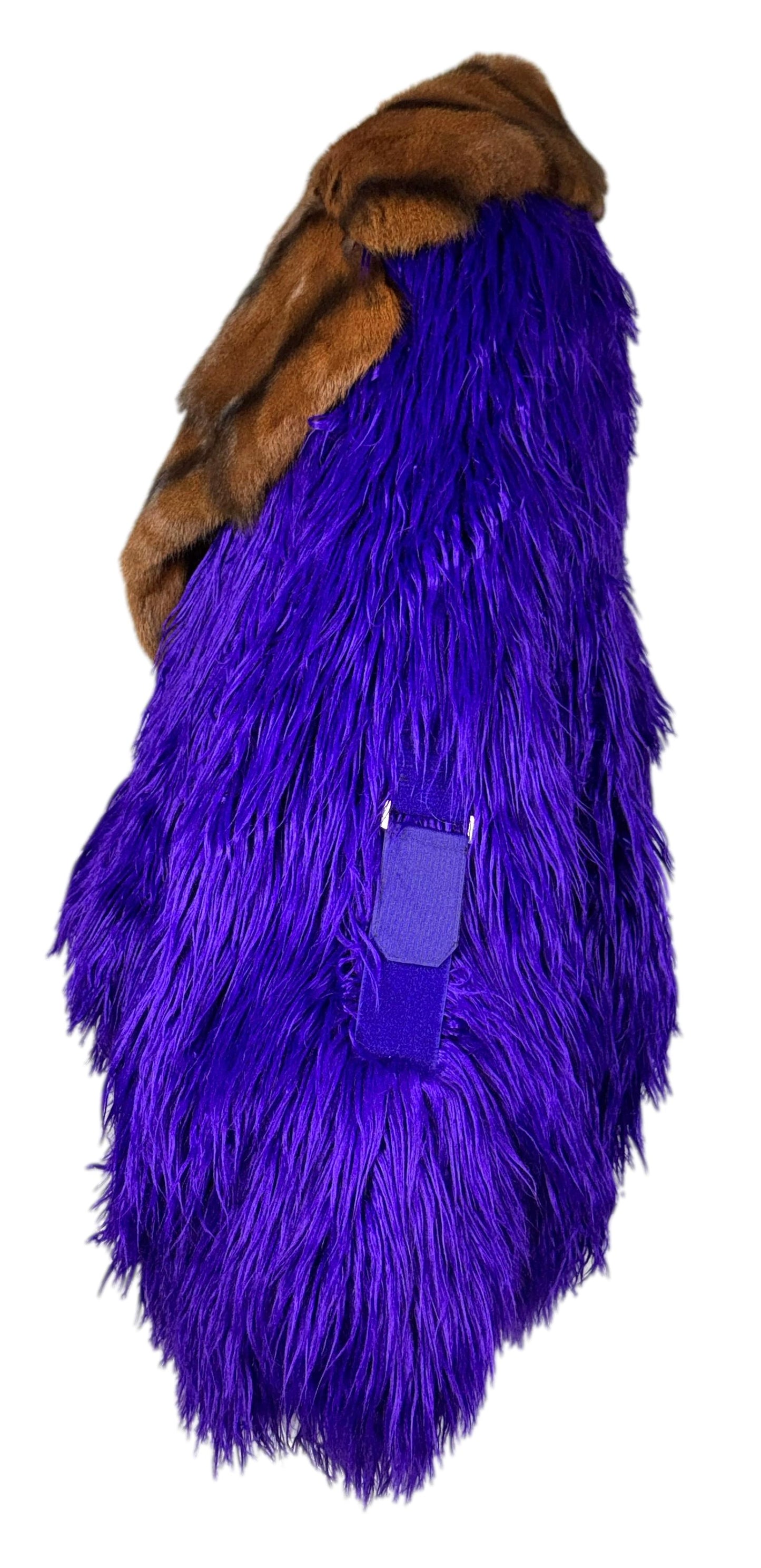 F/W 2003 Dolce & Gabbana Runway Shaggy Purple Bondage Buckles Sable Fur Coat Jacket