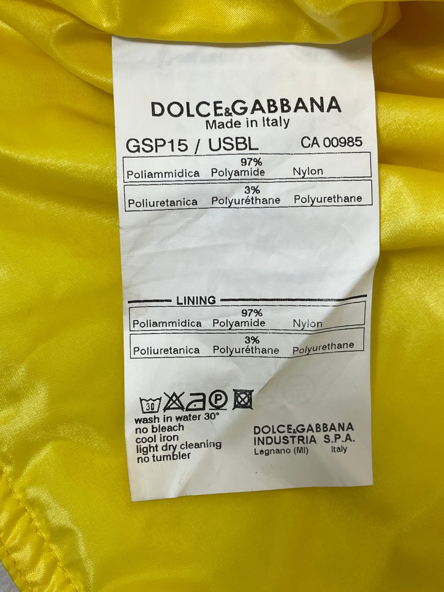 F/W 2003 Dolce & Gabbana Runway Neon Yellow Hooded Cropped Baggy Jacket