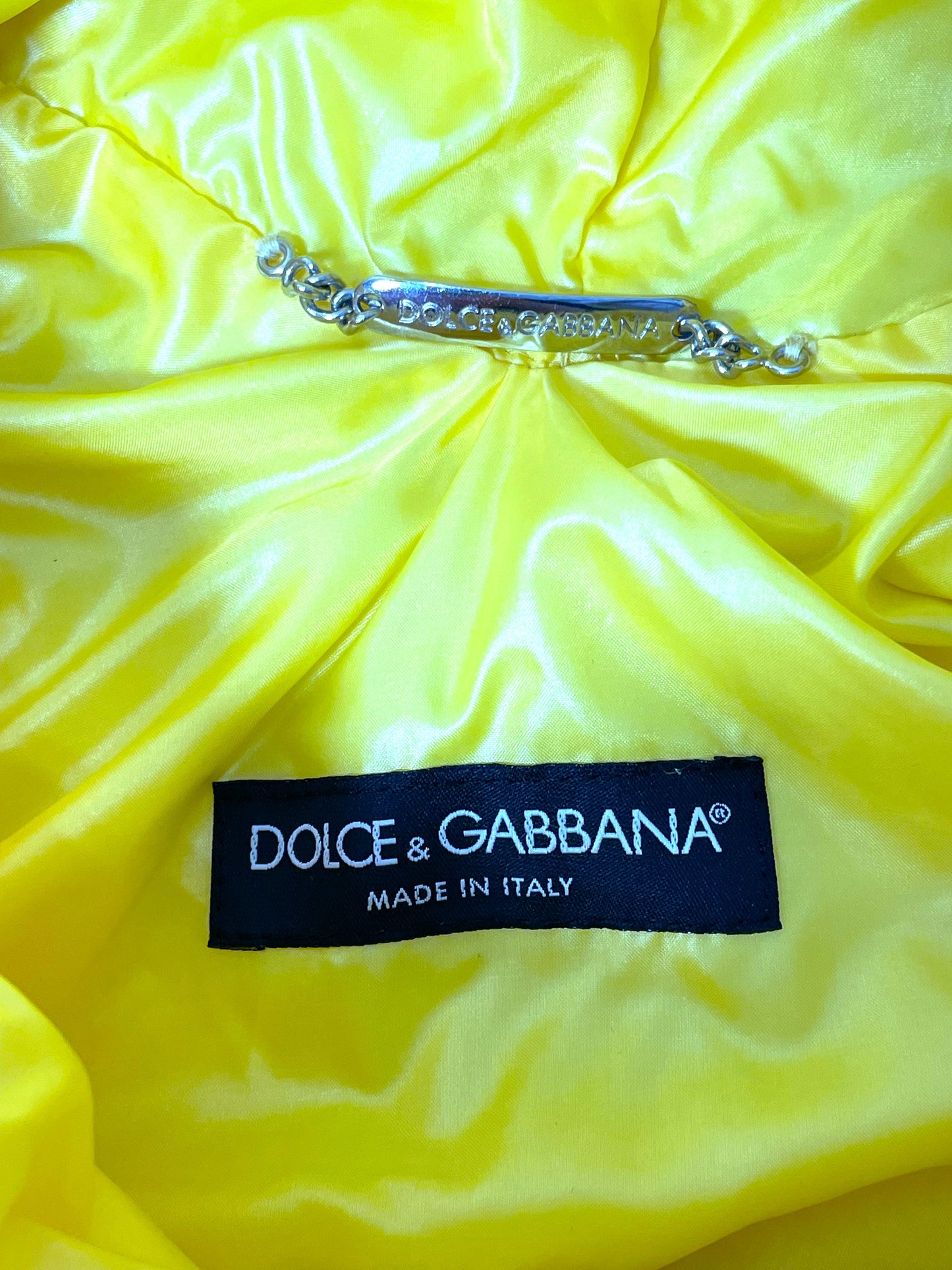 F/W 2003 Dolce & Gabbana Runway Neon Yellow Hooded Cropped Baggy Jacket