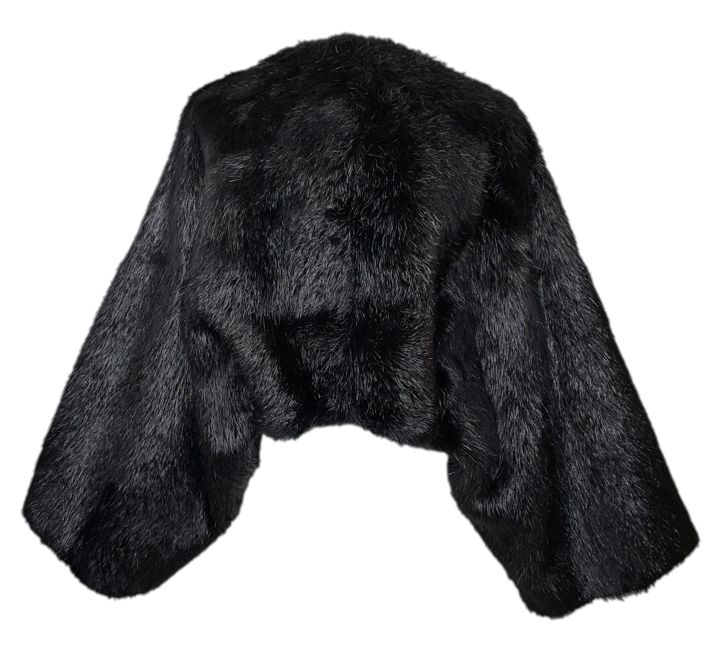 F/W 2003 Hermes by Maison Martin Margiela Runway Black Fur Cropped Coat Jacket