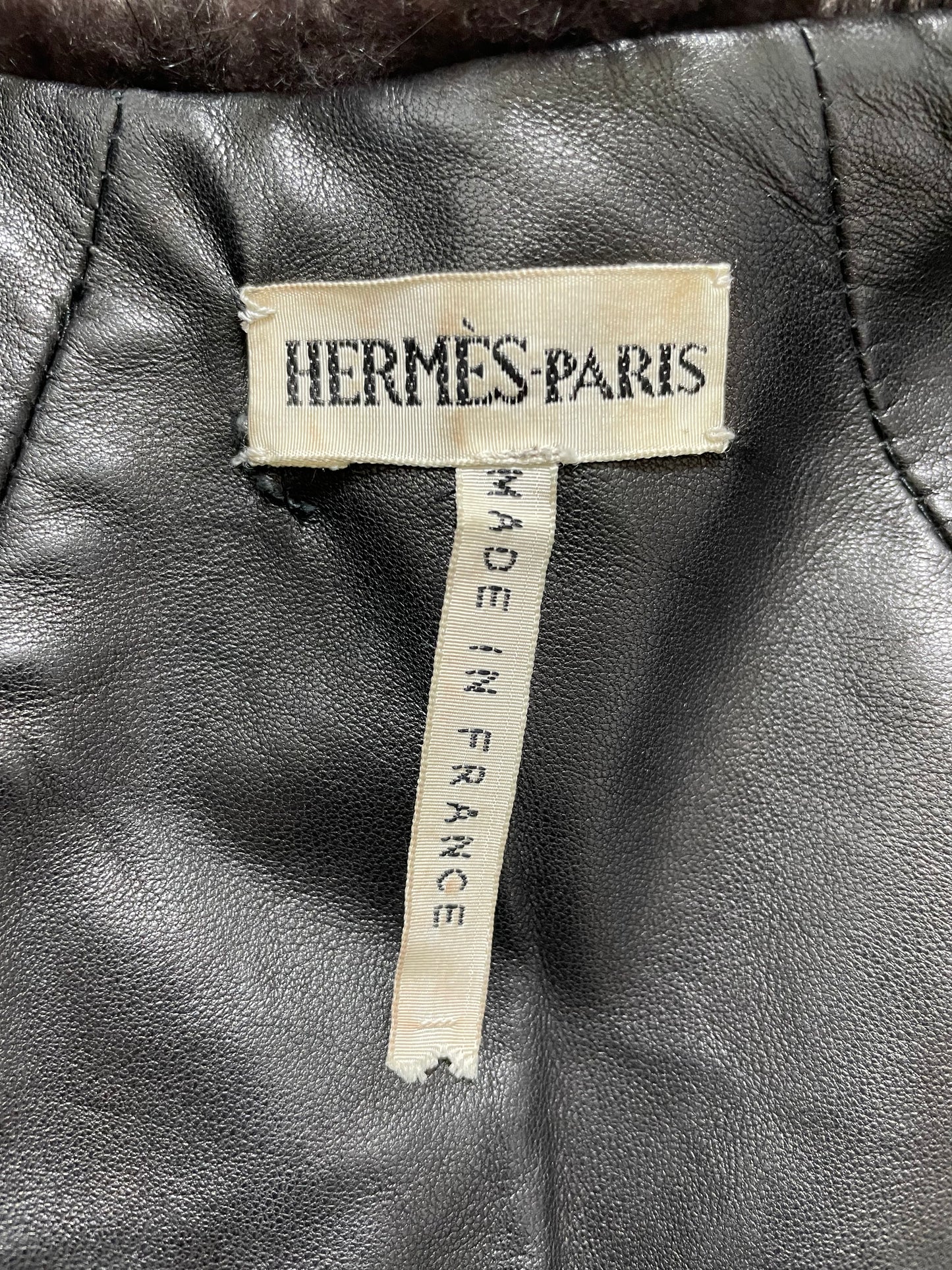 F/W 2003 Hermes by Maison Martin Margiela Runway Black Fur Cropped Coat Jacket