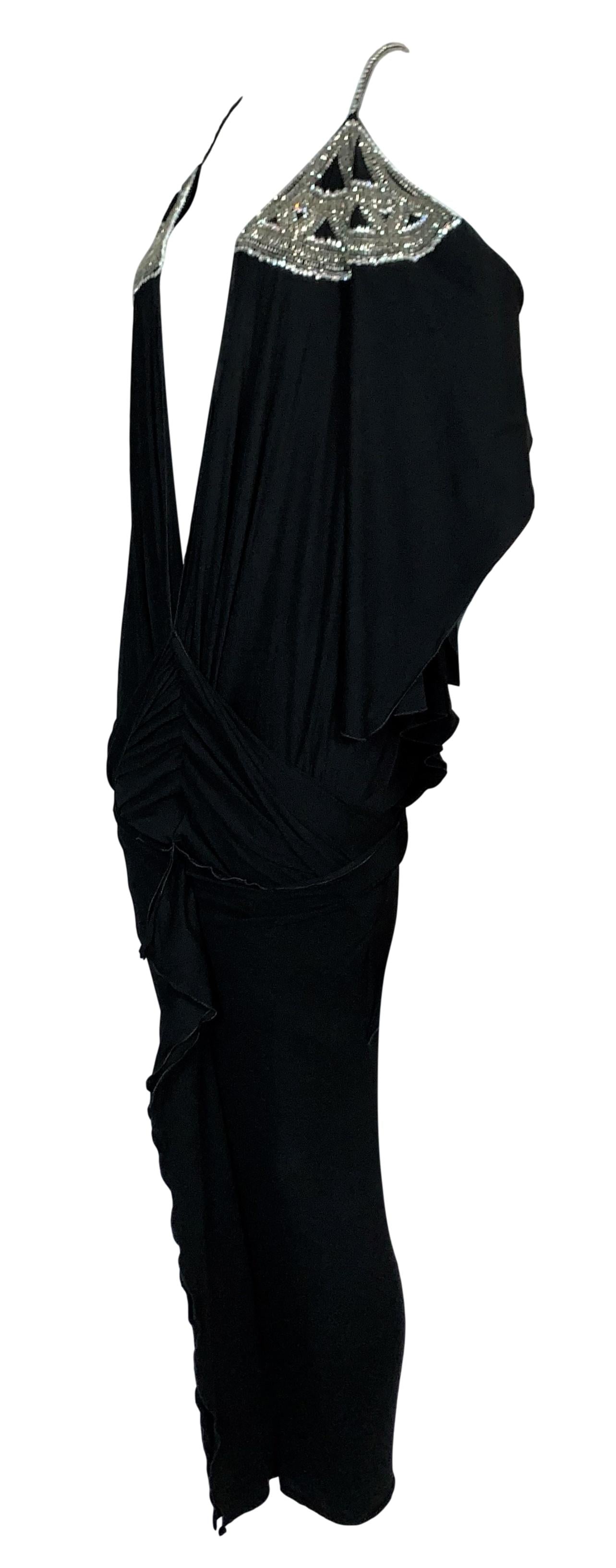 S/S 2003 Christian Dior by John Galliano Runway Plunging Black 1930's Style Wiggle Dress
