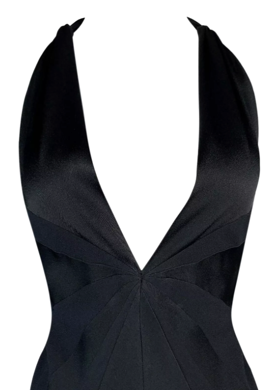 S/S 2003 Christian Dior by John Galliano Black Plunging Extra High Slit Maxi Dress