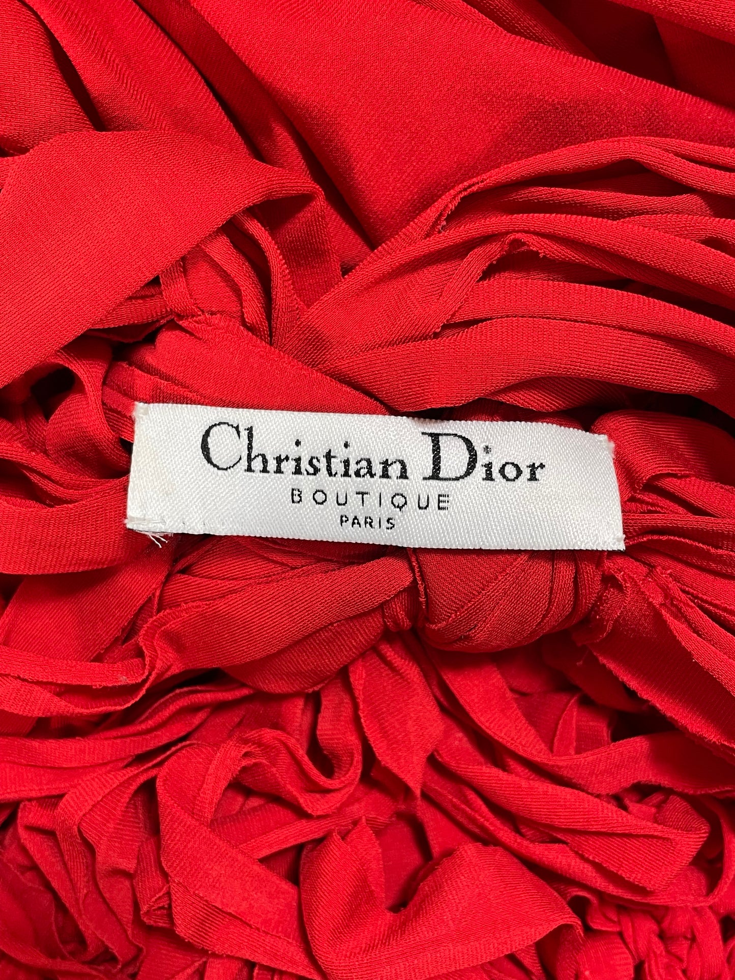 S/S 2003 Christian Dior by John Galliano Runway Sheer Red Knotted Mini Dress
