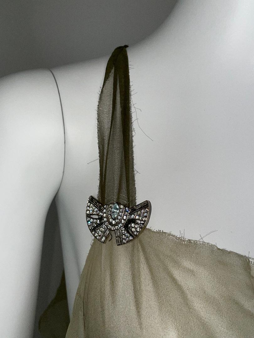 S/S 2003 Christian Dior by John Galliano Runway Sheer Green Silk Cut-Out Mini Dress