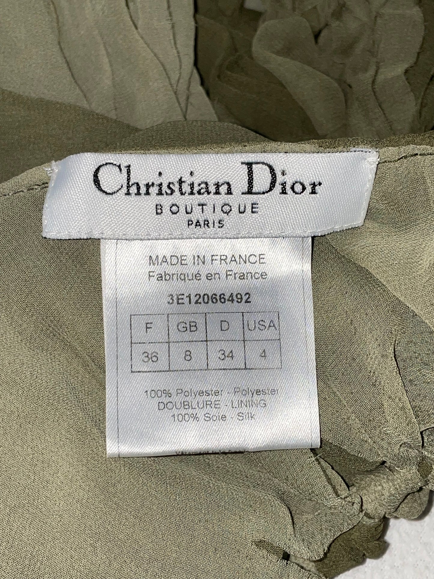 S/S 2003 Christian Dior by John Galliano Runway Sheer Green Silk Cut-Out Mini Dress