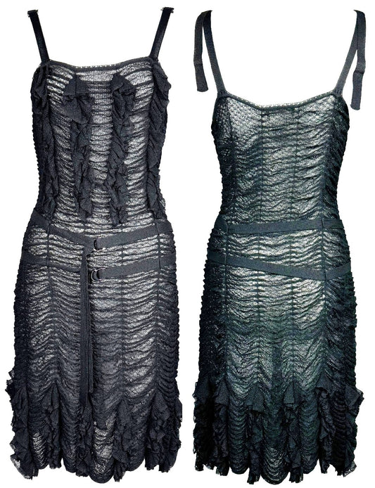S/S 2003 Christian Dior by John Galliano Sheer Ruched Bondage Buckles Mini Dress