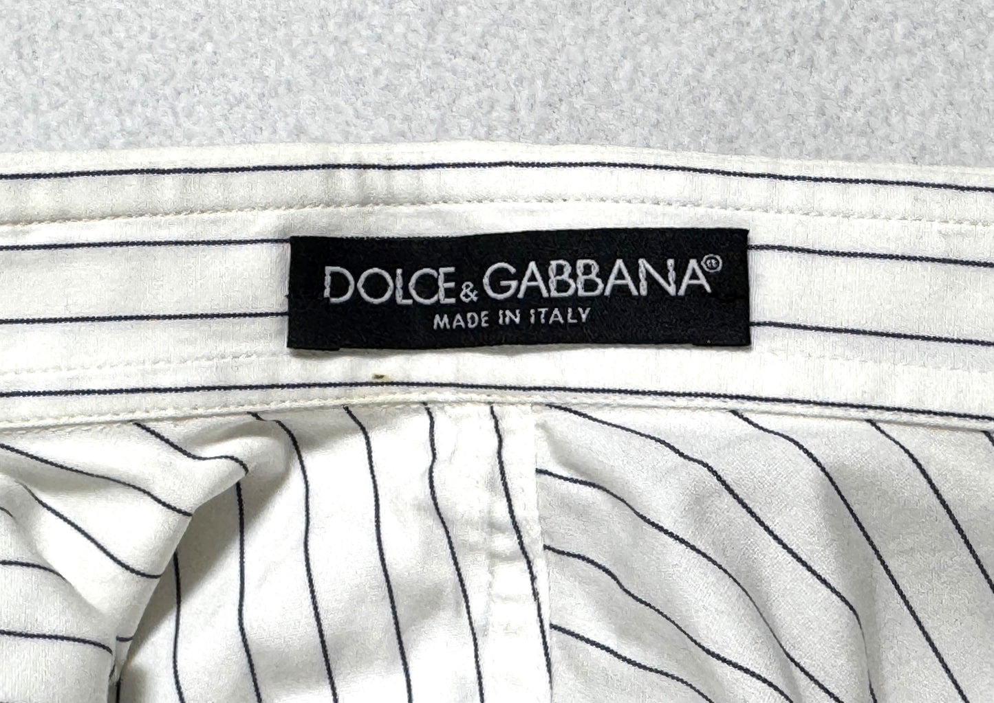 S/S 2003 Dolce & Gabbana One Arm Button Down Pinstripe High Slit Mini Dress Tunic