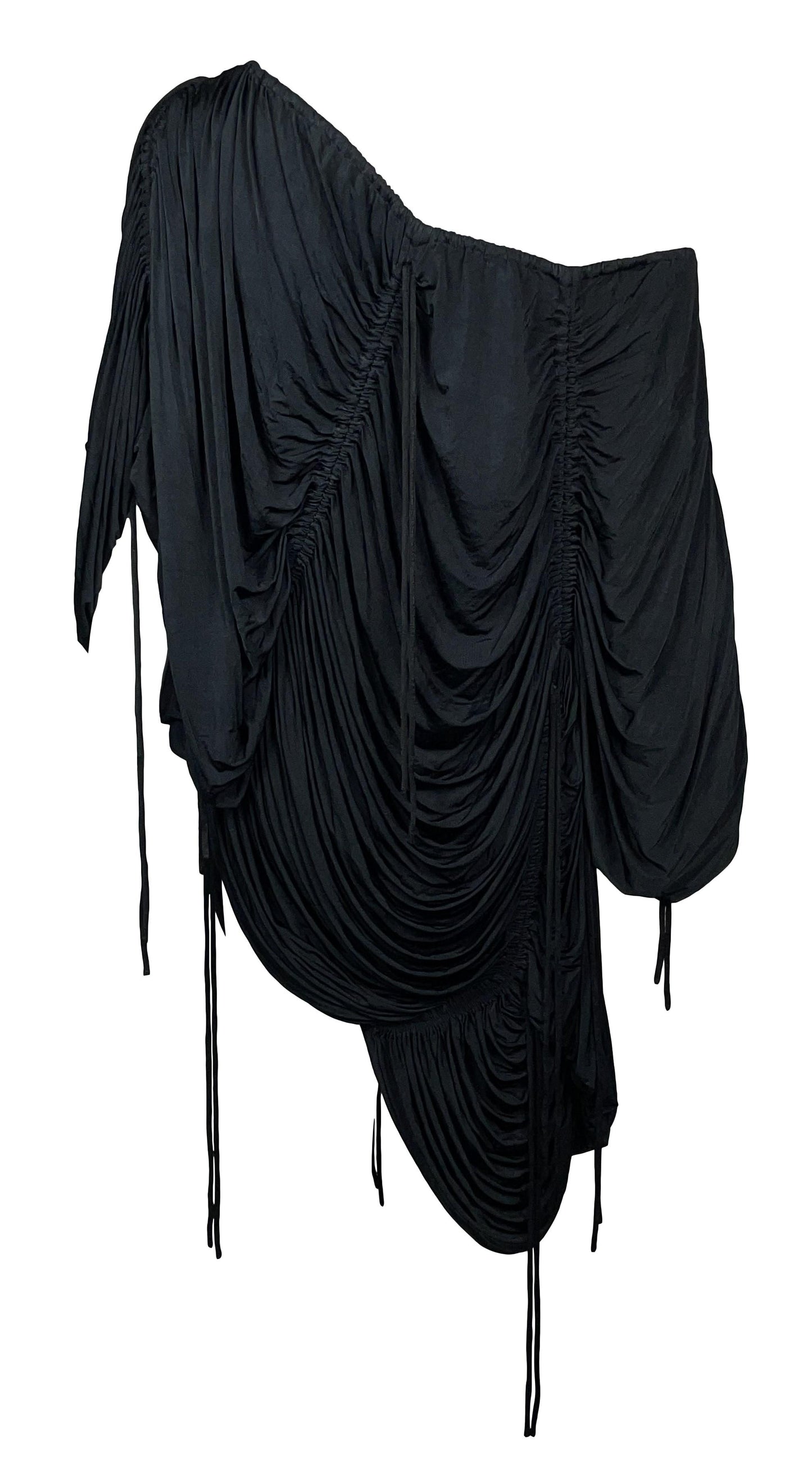 S/S 2003 Dolce & Gabbana Runway Black Slouchy Off Shoulder Mini Dress
