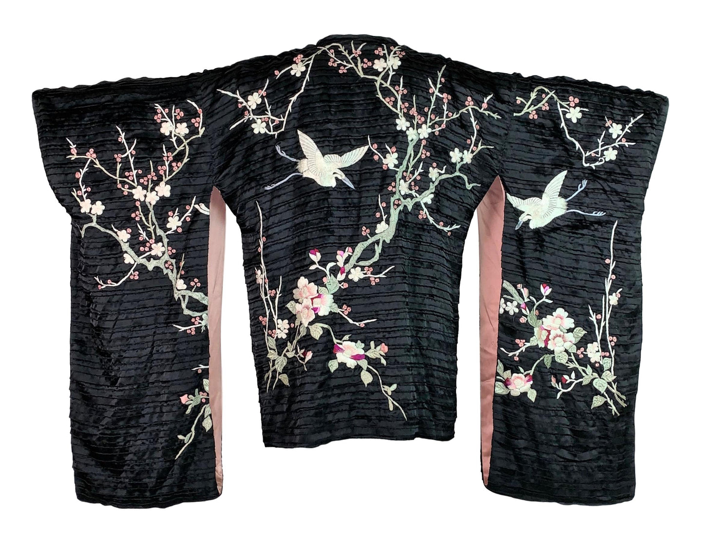 S/S 2003 Gucci by Tom Ford Runway Black Embroidered Cherry Blossom Kimono Dress Jacket