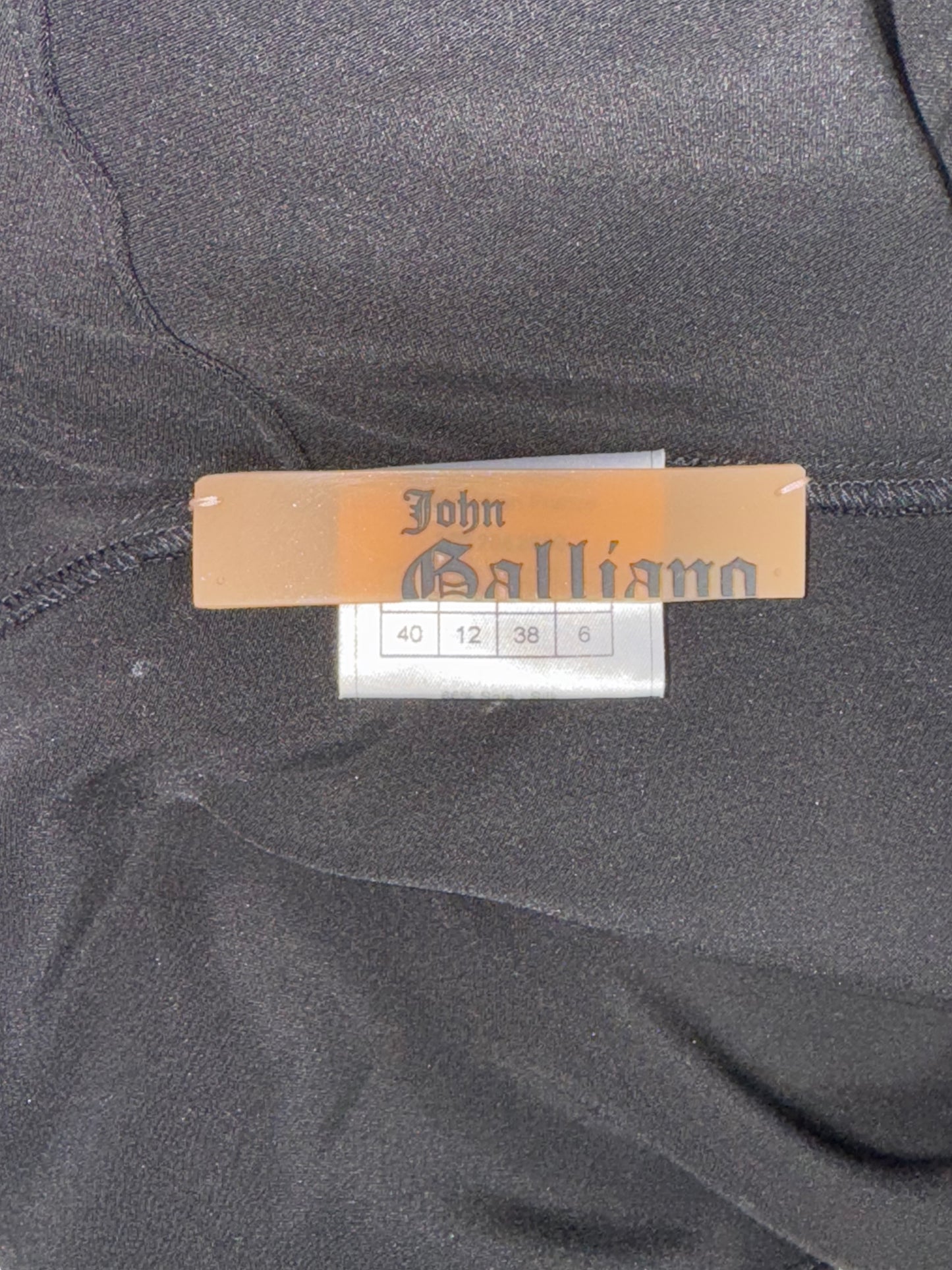 S/S 2003 John Galliano Black Satin Crystal Straps Mermaid Gown Dress w Train