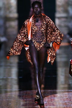 EXTREMELY RARE S/S 2003 Roberto Cavalli Extra Long Silk Reversible Kimono Dress Gown w Corset