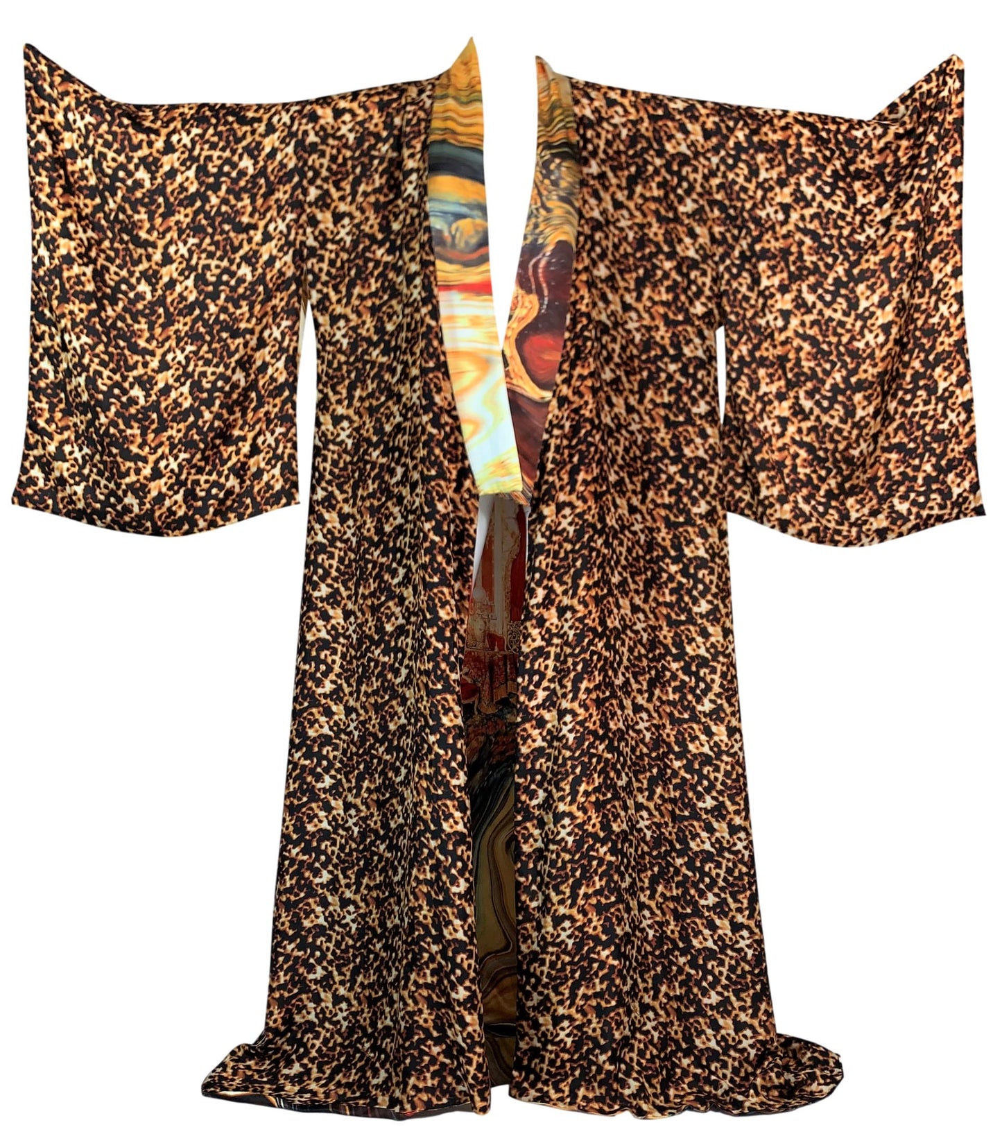 EXTREMELY RARE S/S 2003 Roberto Cavalli Extra Long Silk Reversible Kimono Dress Gown w Corset