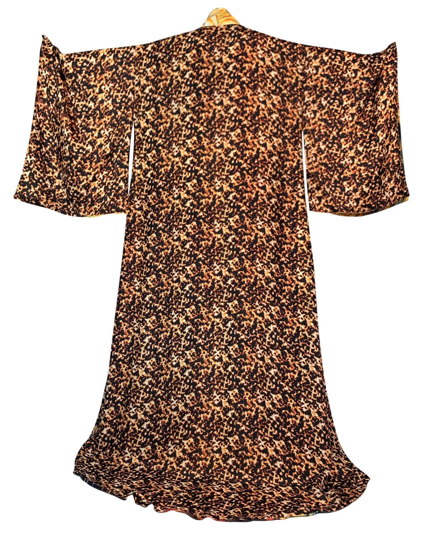 EXTREMELY RARE S/S 2003 Roberto Cavalli Extra Long Silk Reversible Kimono Dress Gown w Corset
