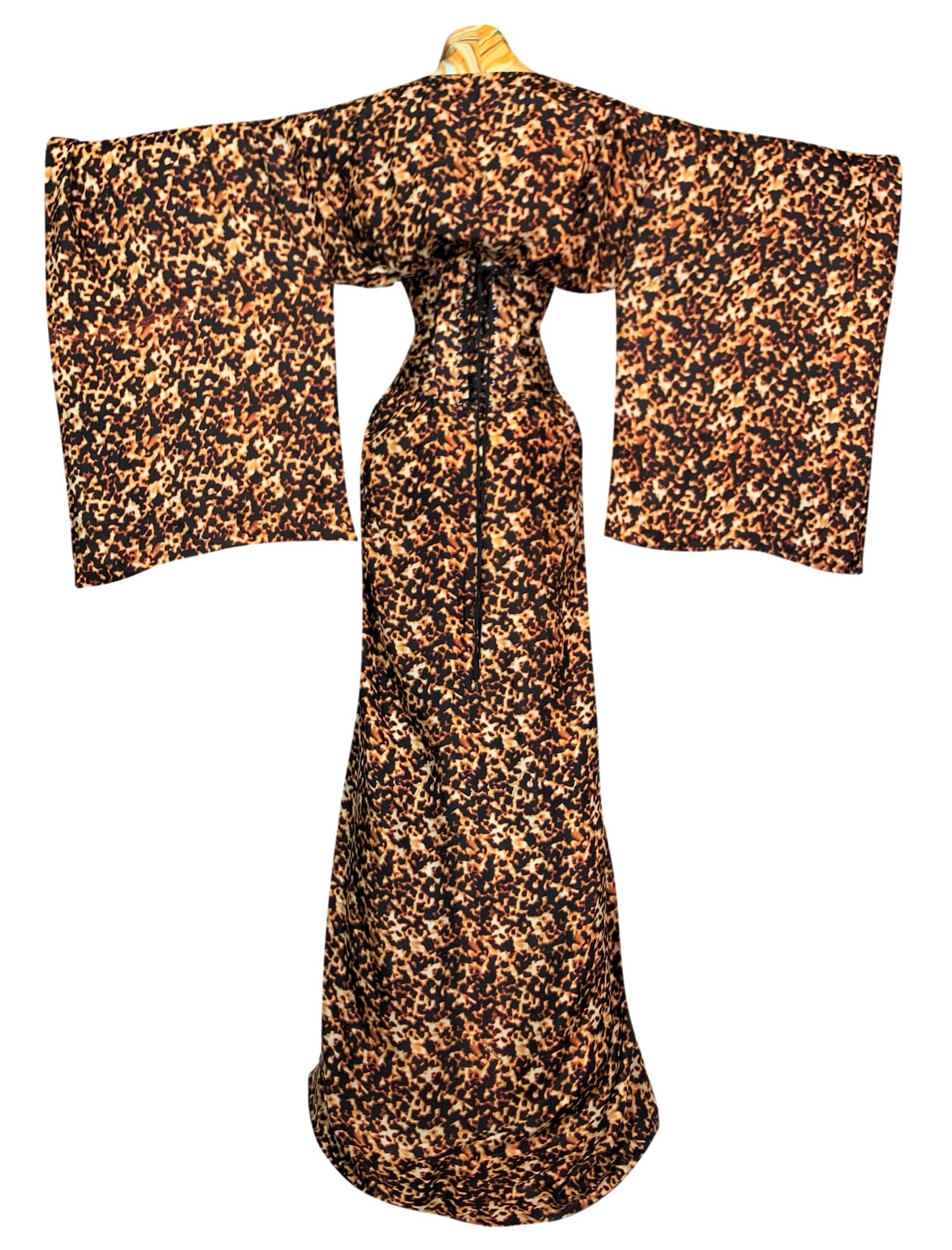 EXTREMELY RARE S/S 2003 Roberto Cavalli Extra Long Silk Reversible Kimono Dress Gown w Corset