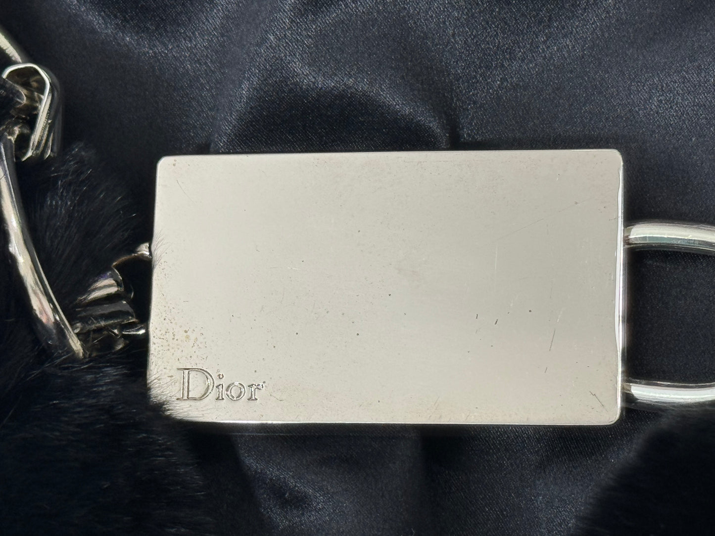 C. 2004 Christian Dior by John Galliano Black Fur Chunky Chain Shawl Wrap Mini Skirt