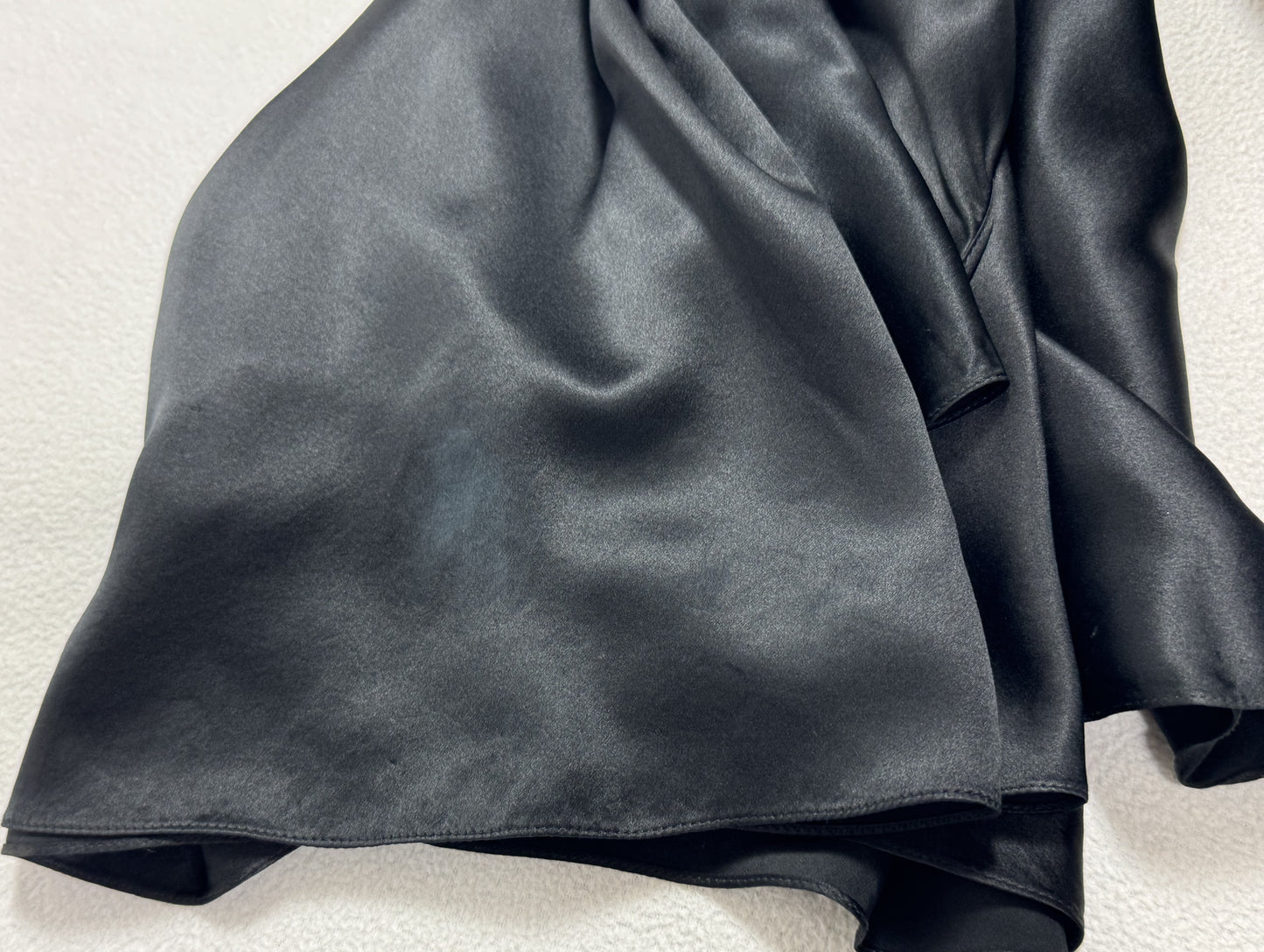 F/W 2004 Christian Dior x John Galliano Black Satin Wide Neck Off Shoulder Silver Logo Belt Buckle Mermaid Maxi Dress