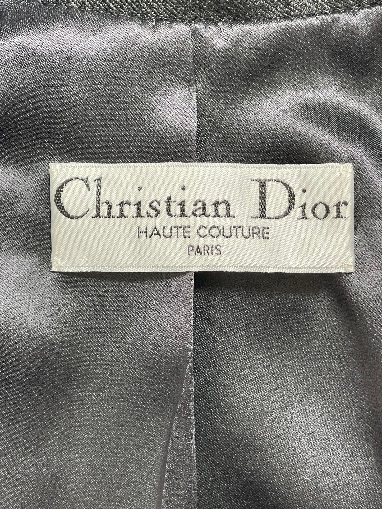 F/W 2004 Christian Dior x John Galliano Haute Couture Gray Fitted 1940's Style Jacket & Skirt Suit Set