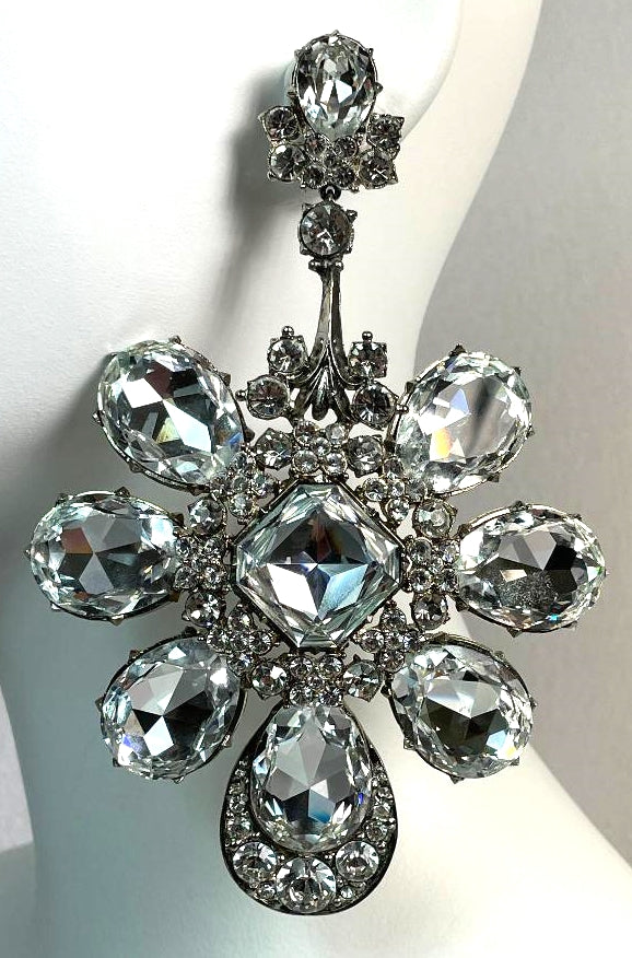 F/W 2004 Christian Dior by John Galliano Haute Couture Runway Huge Crystal Queen Earrings
