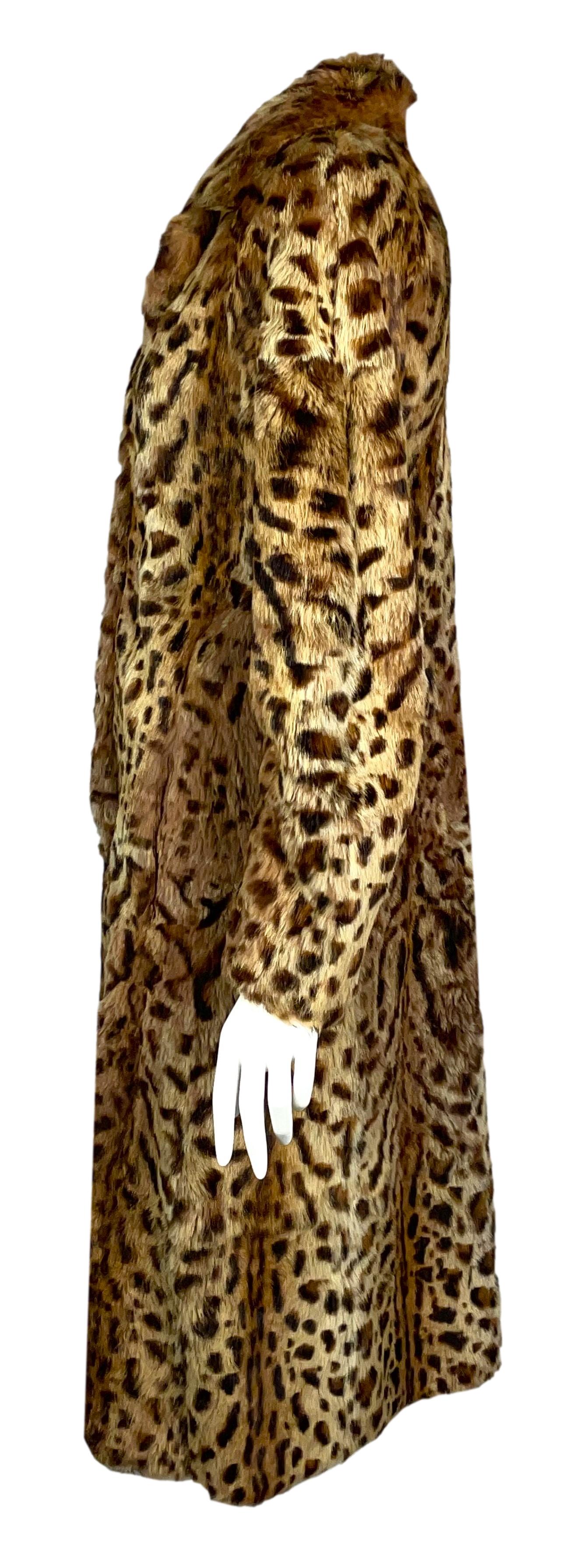 F/W 2004 Christian Dior by John Galliano Leopard Print Rabbit Fur Long Coat Jacket