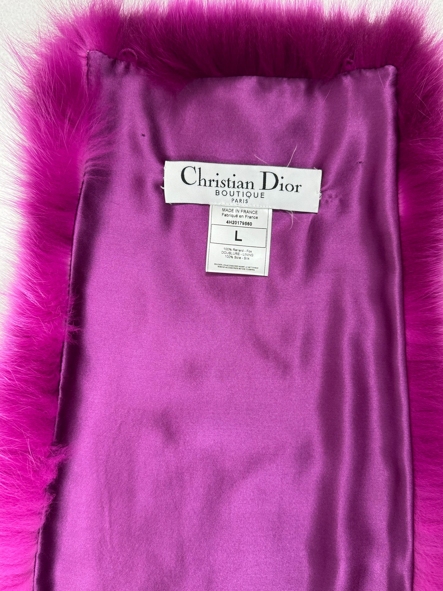 F/W 2004 Christian Dior by John Galliano Runway Hot Pink Fox Fur Shawl Wrap Shrug