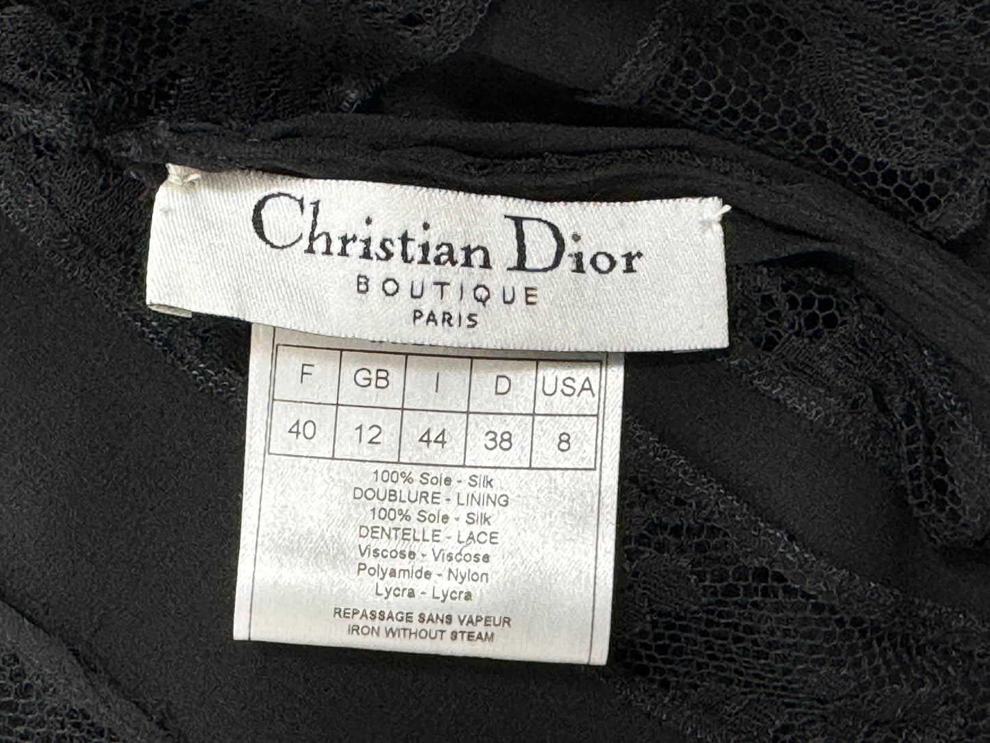 F/W 2004 Christian Dior by John Galliano Sheer Black Silk & Lace L/S Mermaid Gown Dress