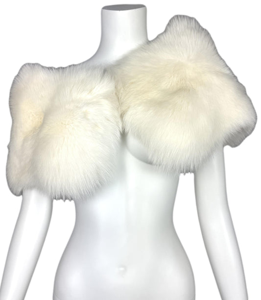 F/W 2004 Christian Dior by John Galliano Runway Winter White Fox Fur Shawl Wrap Shrug