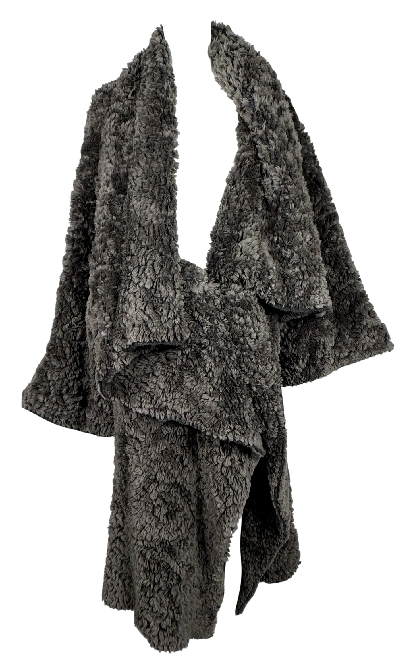 F/W 2004 Fendi by Karl Lagerfeld Runway Gray Fur Baggy Kimono Long Coat Jacket