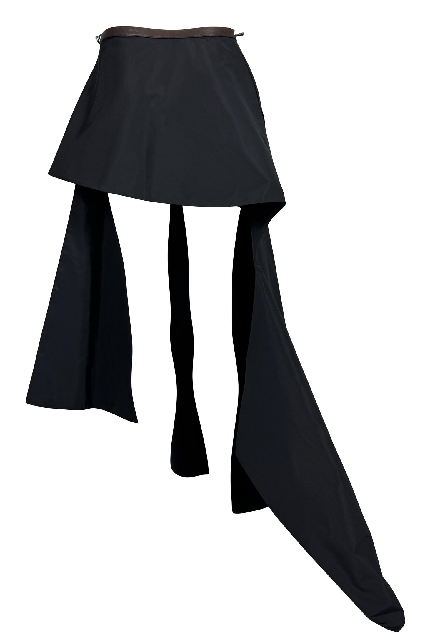 F/W 2004 Hermes by Jean Paul Gaultier Runway Sheer Black Logo Velvet Kimono Jacket & Cut-Out Mini & Long Skirt Set