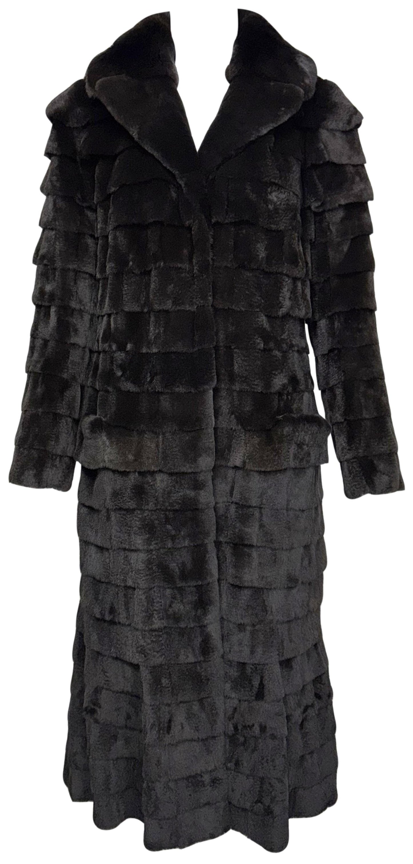 F/W 2004 Louis Vuitton by Marc Jacobs Runway Dark Brown Fur Layered Ruffle Coat Jacket