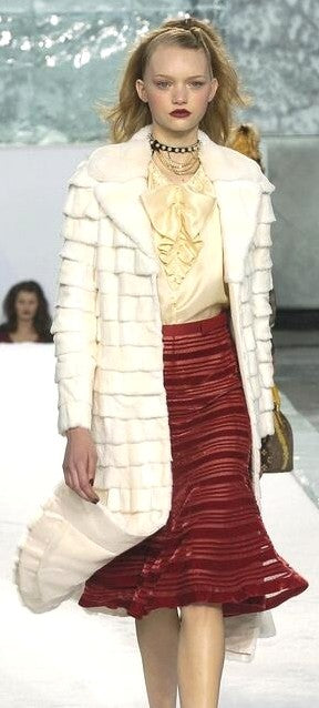 F/W 2004 Louis Vuitton by Marc Jacobs Runway Dark Brown Fur Layered Ruffle Coat Jacket