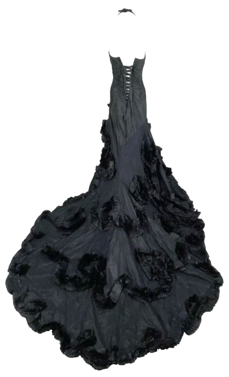 F/W 2004 Roberto Cavalli Runway Black Flamenco Corset Ball Gown Dress w Long Train