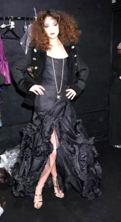 F/W 2004 Roberto Cavalli Runway Black Flamenco Corset Ball Gown Dress w Long Train