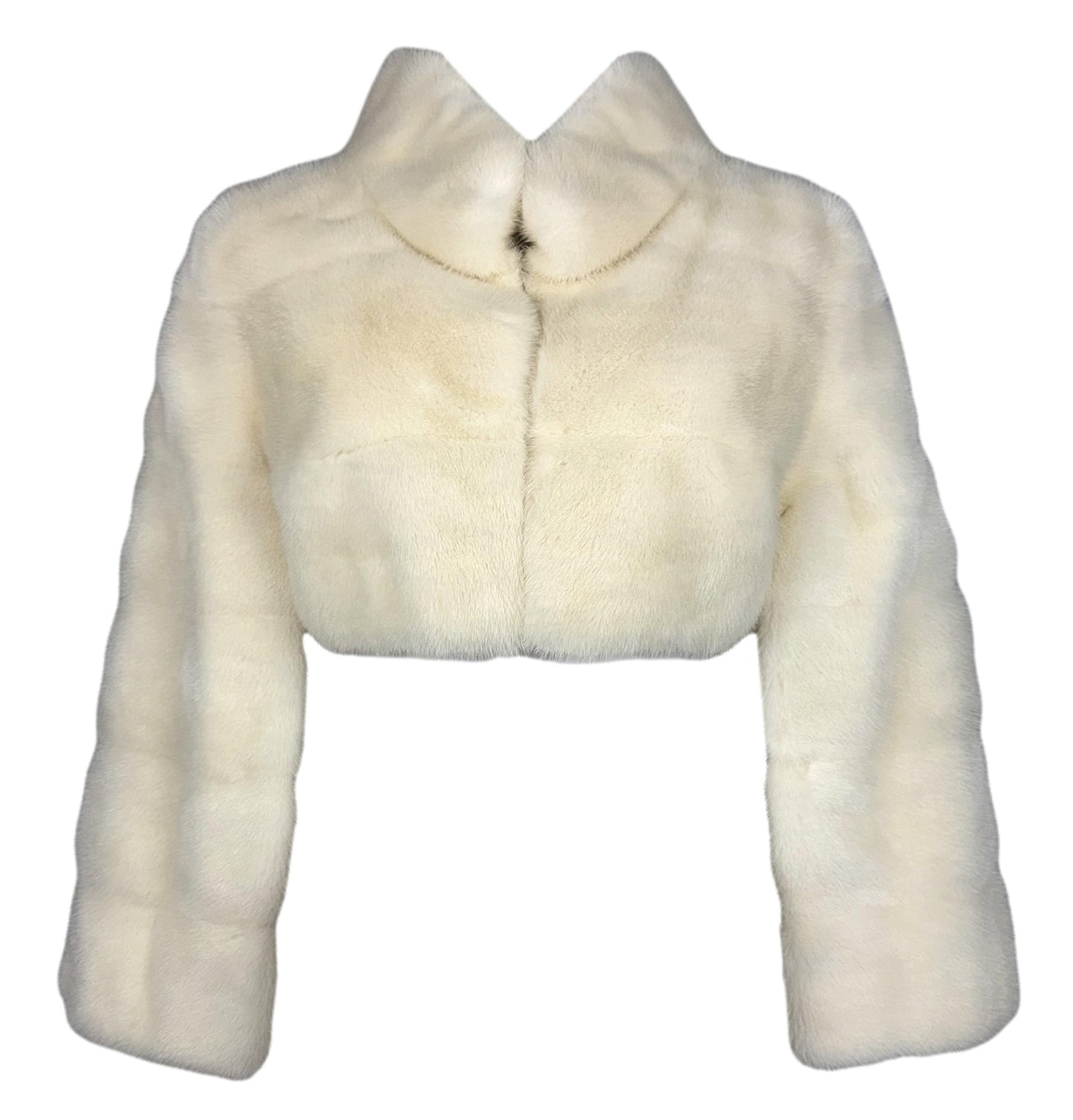F/W 2004 Valentino Winter White Mink Fur Cropped Bell Sleeve Jacket