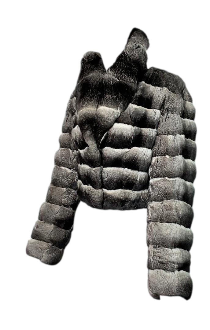 F/W 2004 Roberto Cavalli Chinchilla Fur Cropped Fitted Jacket Coat