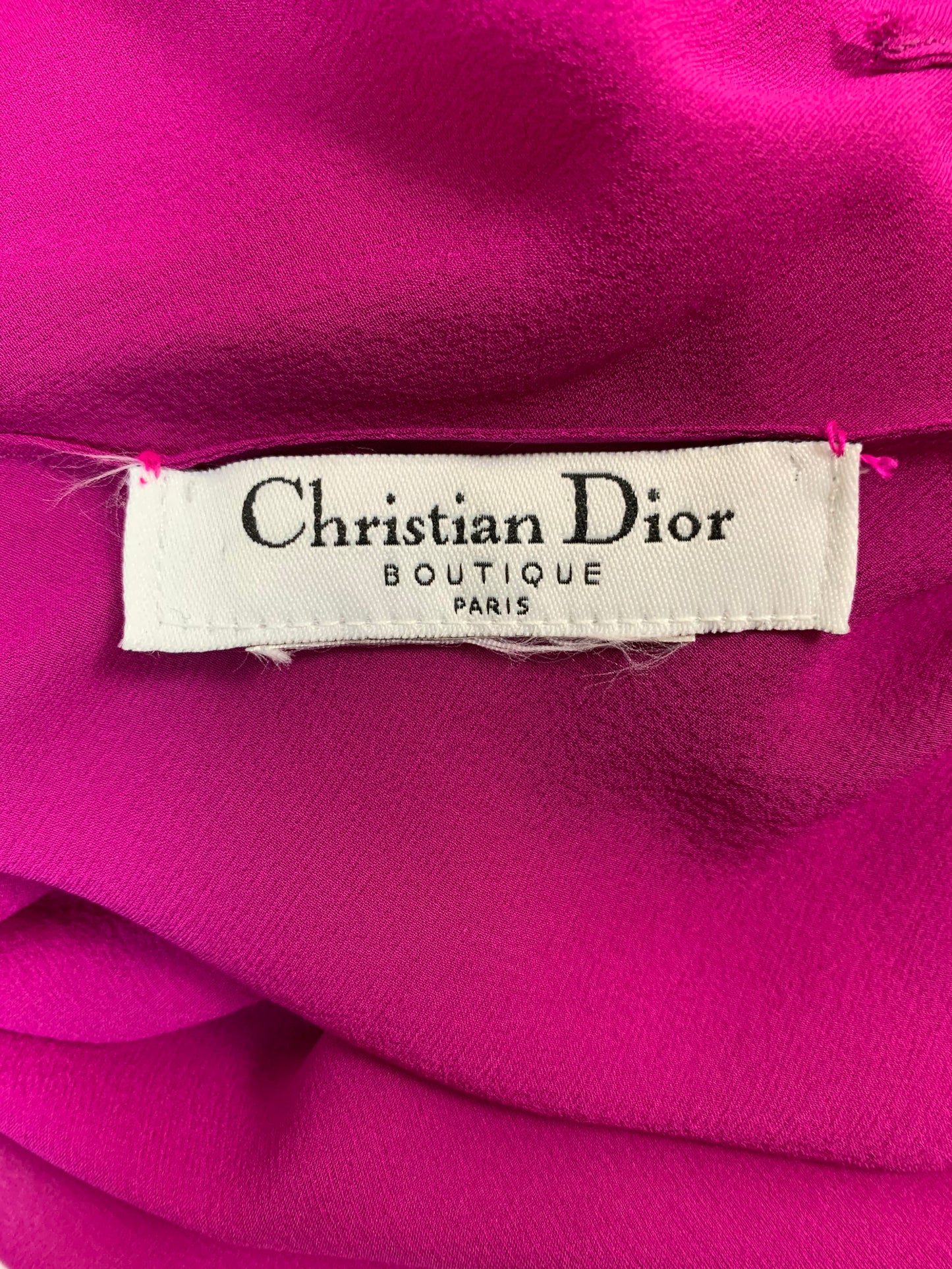 S/S 2004 Christian Dior by John Galliano Runway Sheer Hot Pink Polka Dot Plunging Dress w Train